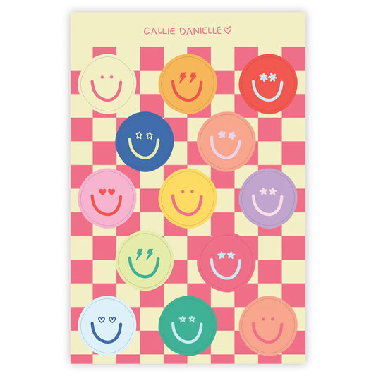 Smiley Checkered Sticker Sheet