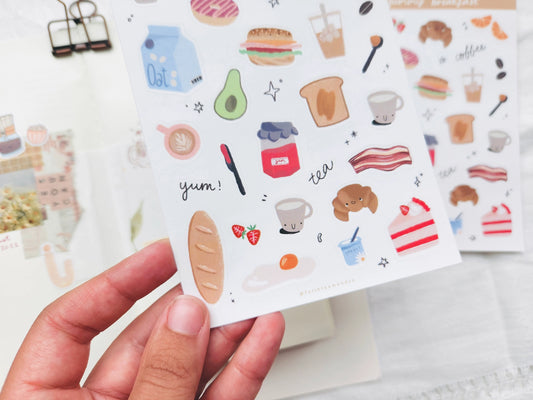 Yummy Breakfast Foods Sticker Sheet