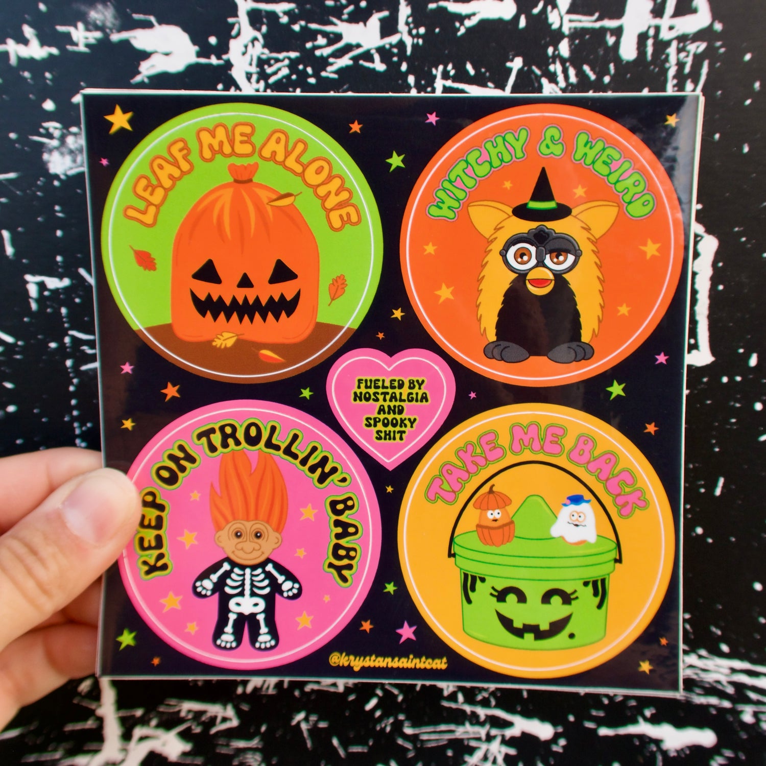 Set of Halloween-themed stickers featuring nostalgic 80's and 90's characters.