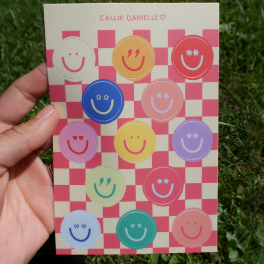 Smiley Checkered Sticker Sheet