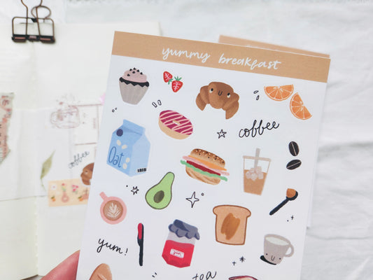 Yummy Breakfast Foods Sticker Sheet