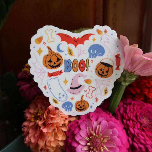 Boo Halloween Heart Sticker